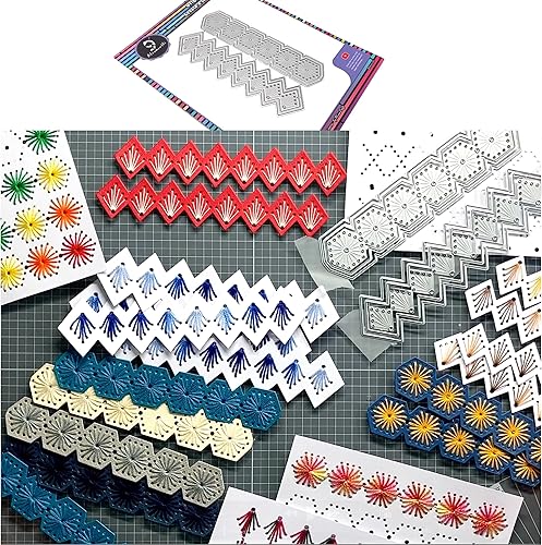 Alinacutle 2 piezas de bordes de tarjetas de puntada troquelada para cortar metal para hacer tarjetas hechas a mano álbum de recortes, plantilla de