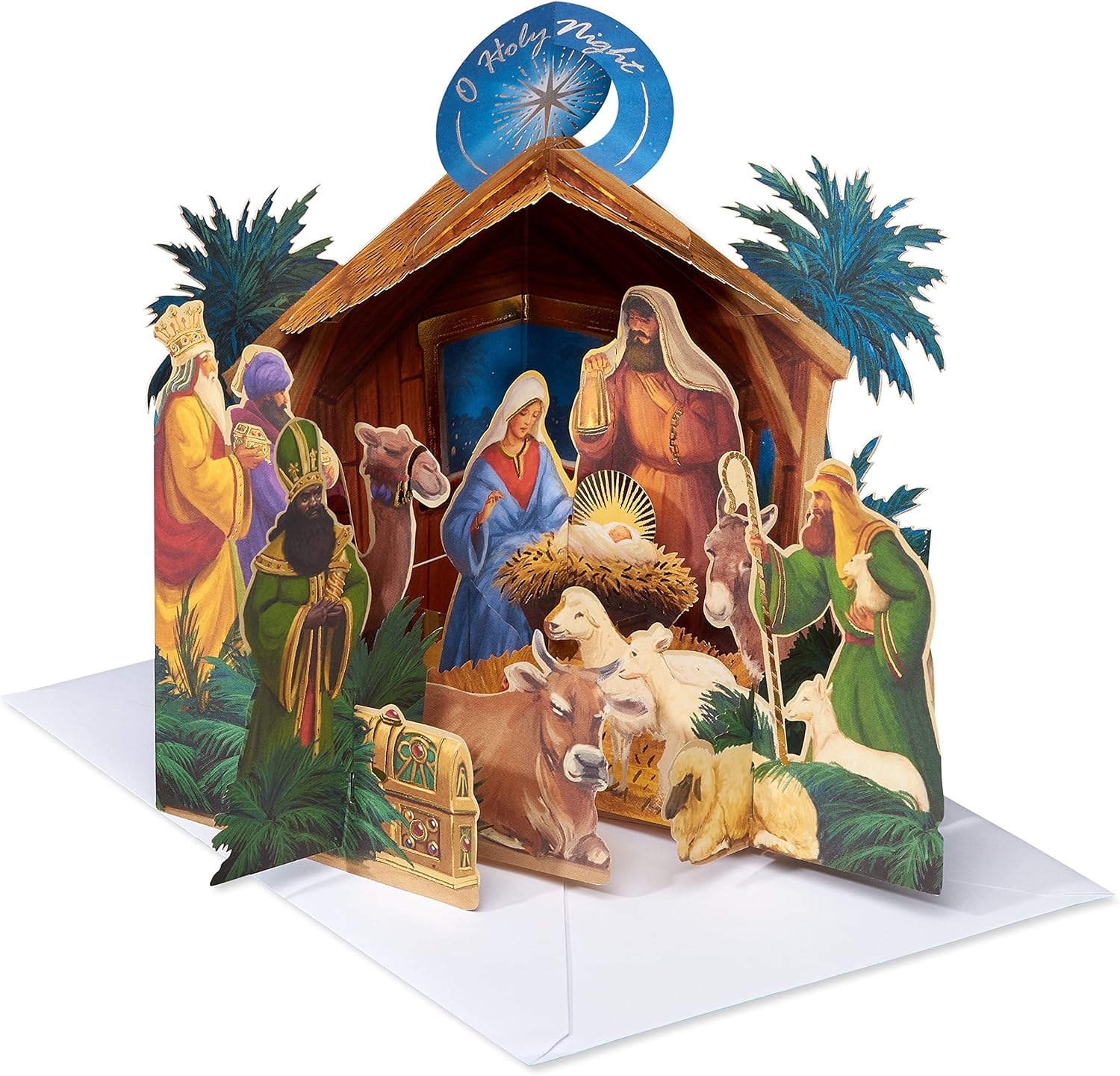 American Greetings Magic Moments Religious Pop Up Christmas Card, 3D O Holy Night Nativity Manger Scene (Spirit of the Season) - Image 4