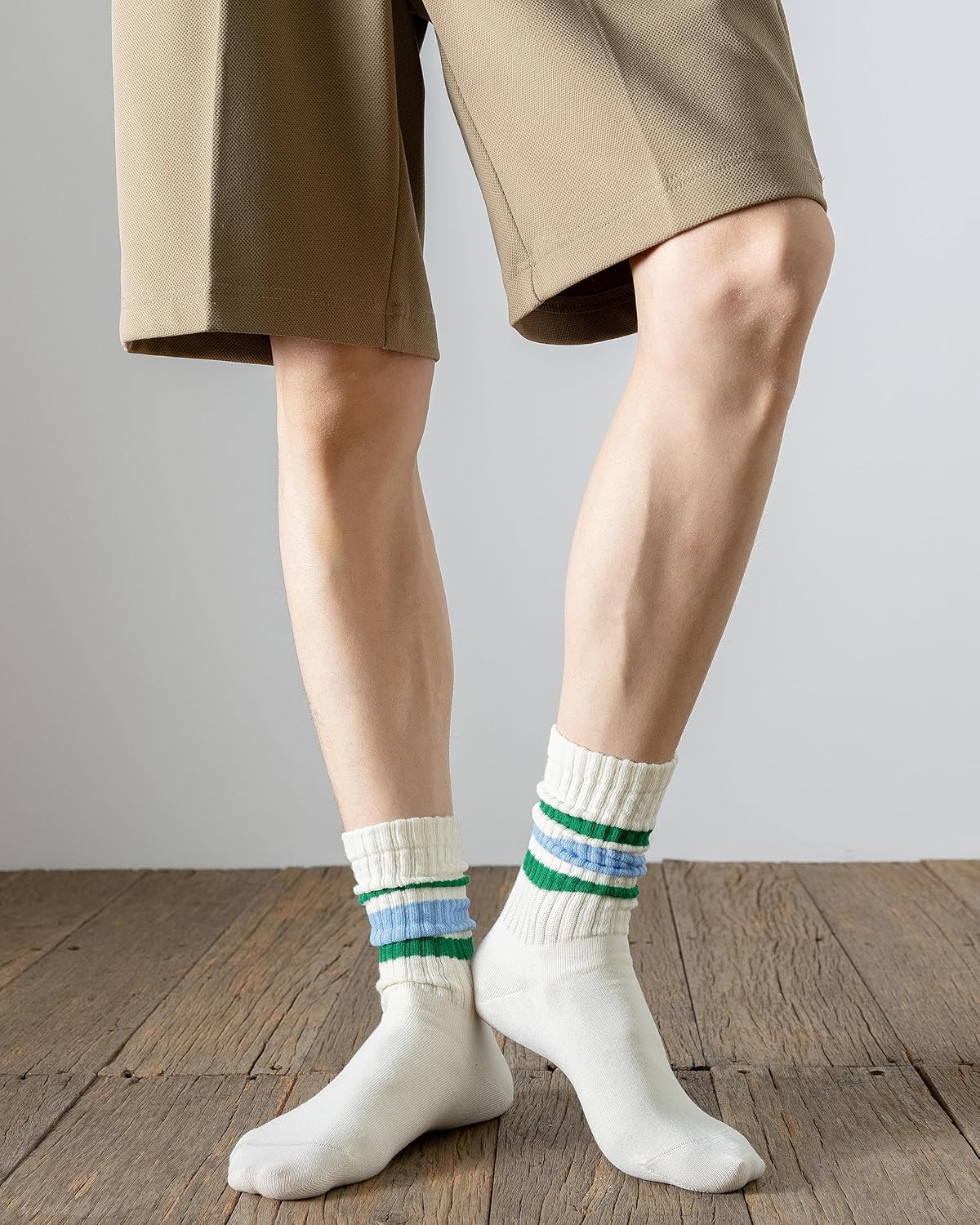 DarkCom Striped Crew Socks Seamless, or Solid Cotton Tube Socks, Casual Comfort 5 Pairs for Women and Men - Image 2