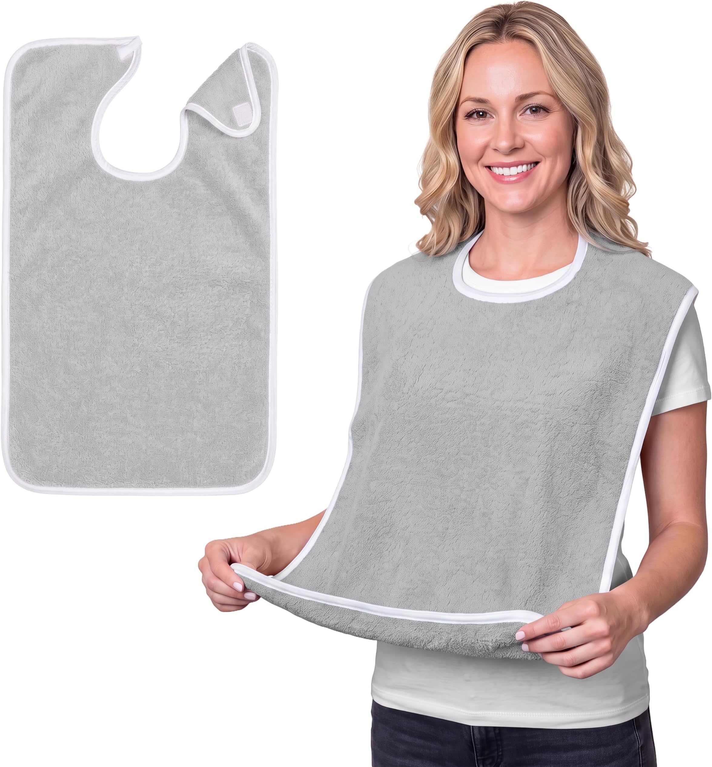 Avalon Towels Adult Bibs for Women 100% Cotton Bib for Adults for Eating - Terry Cloth Adult Bibs for Men Clothing Protectors