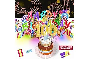 Gumry 100th Birthday Card with Music, Lights, and Pop-Up Design