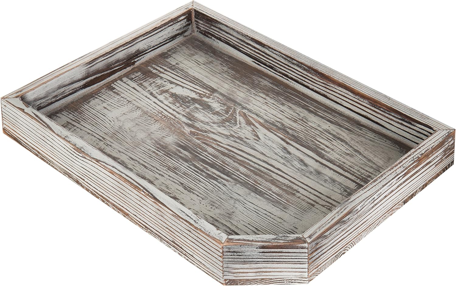 MyGift Rustic Torched Wood Serving Tray, Office Desktop Mail Holder and Document Storage Tray