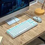 White Mechanical Gaming Keyboard, MageGee MK-Star LED Backlit Keyboard Compact 87 Keys TKL Wired Computer Keyboard with Blue Switches for Windows Laptop Gaming PC