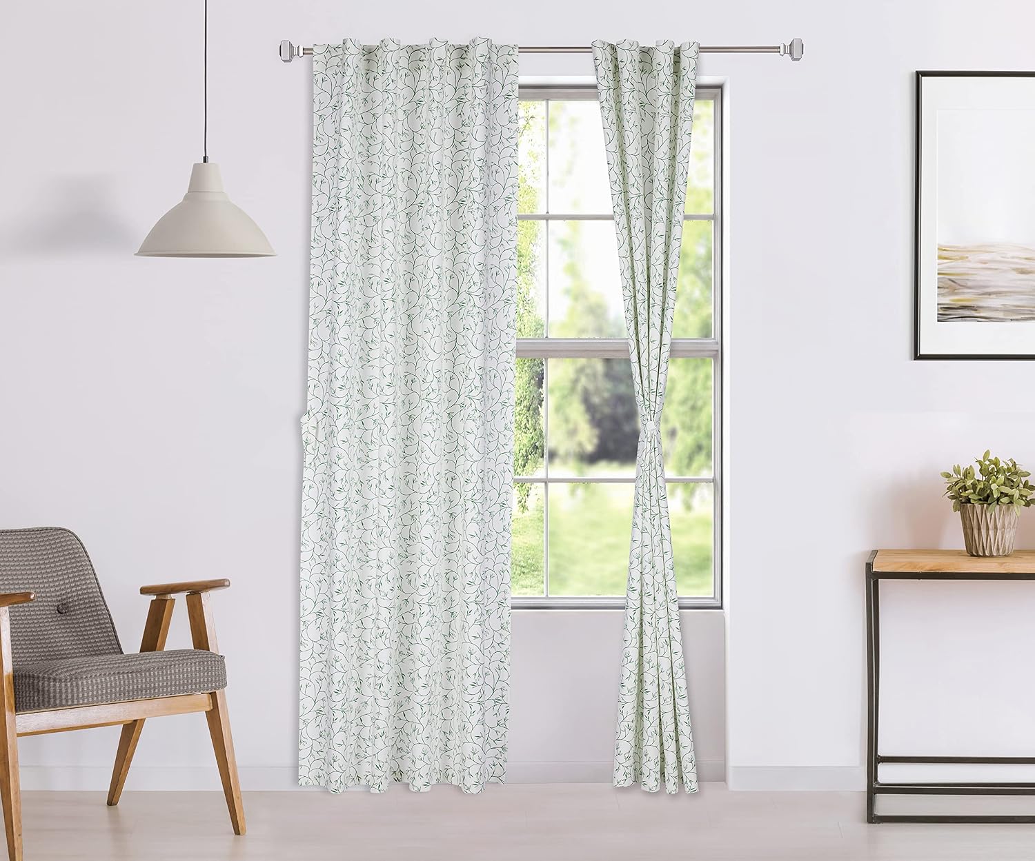 Amazon Brand Solimo 100% Cotton Opaque Door Curtains, 7 Feet, Set of 2, Leafy Floral at ₹468 (82% Off) – Amazon
