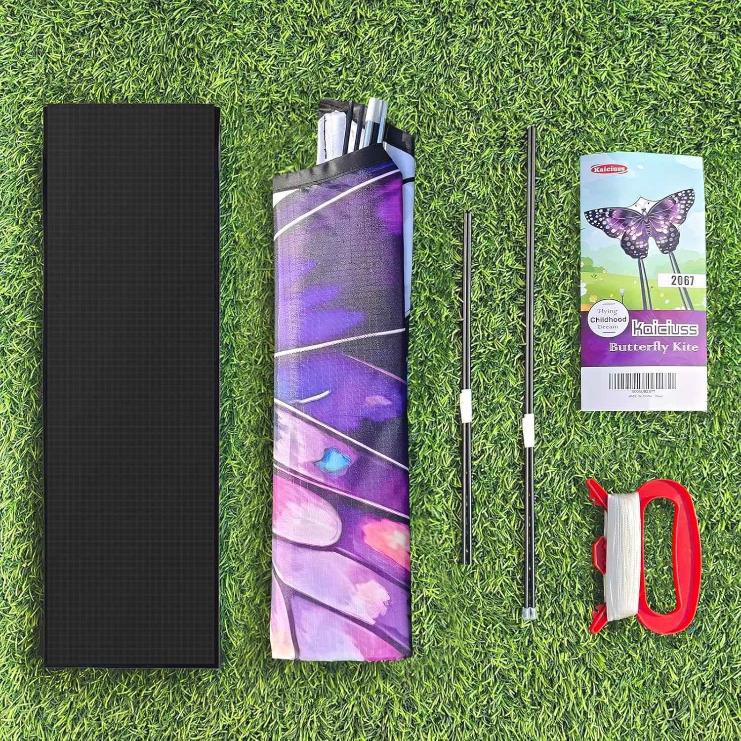 Purple Butterfly Kites with 8.3in Black Kite Reel, Easy to Fly for Kids and Adults