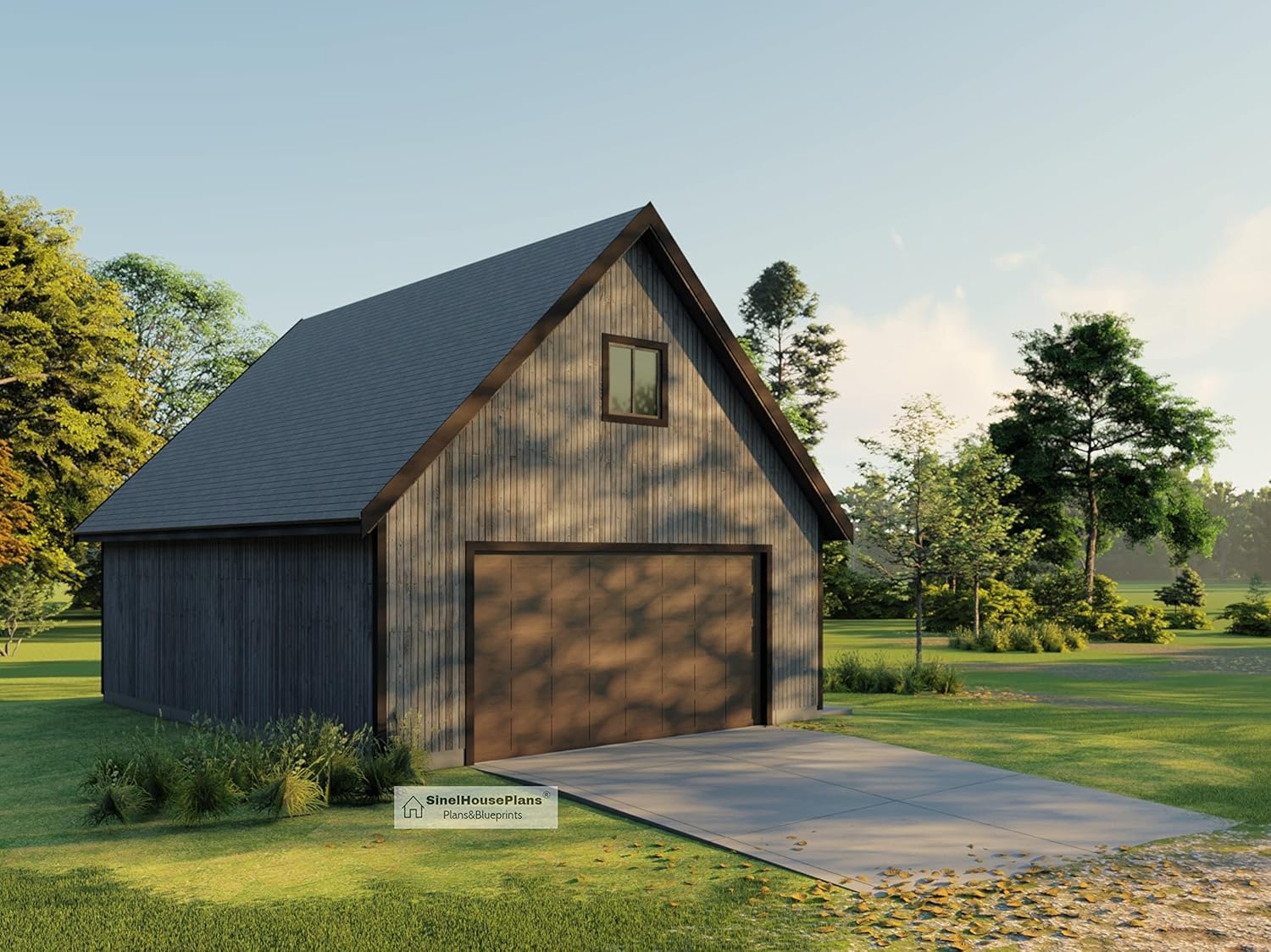 2-Car 2-Story Garage plan Package,24' x 30' Complete Building Blueprints with Loft + Material List