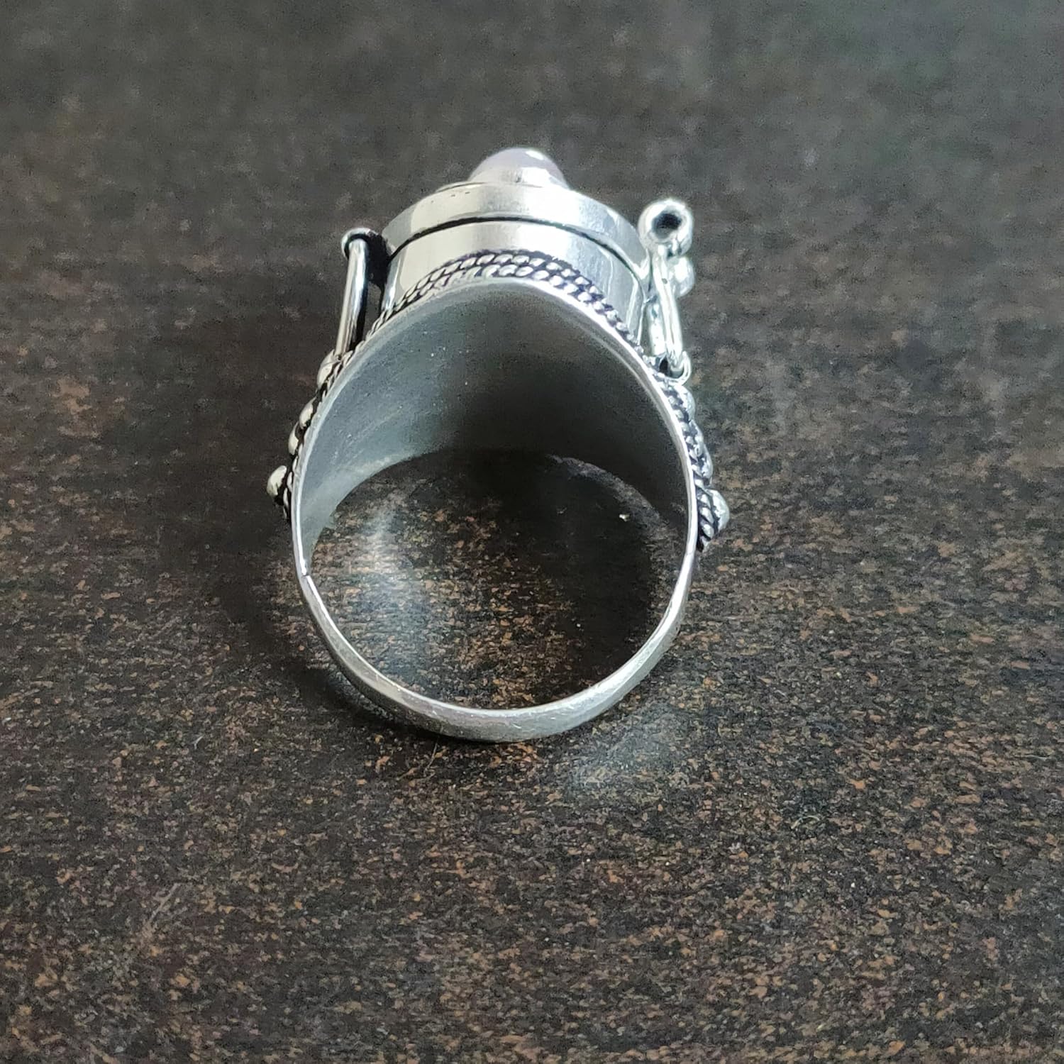 Natural Rose Quartz Ring, Poison Box, Pale Pink Stone, Women Gift, Rose Quartz Jewelry, Valetinaes Day Gifts