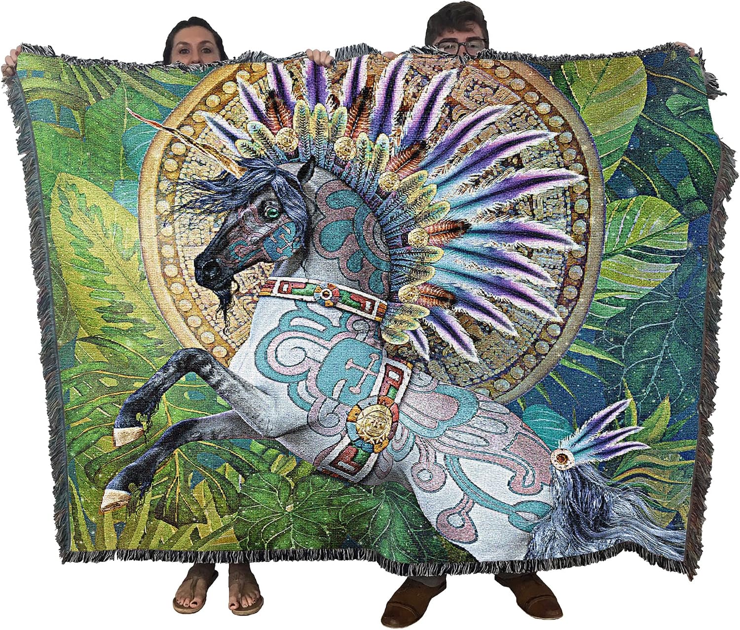 Pure Country Weavers Taavii Blanket by Laurie Prindle - Fantasy Unicorn Gift Tapestry Throw Woven from Cotton - Made in the USA (72x54)