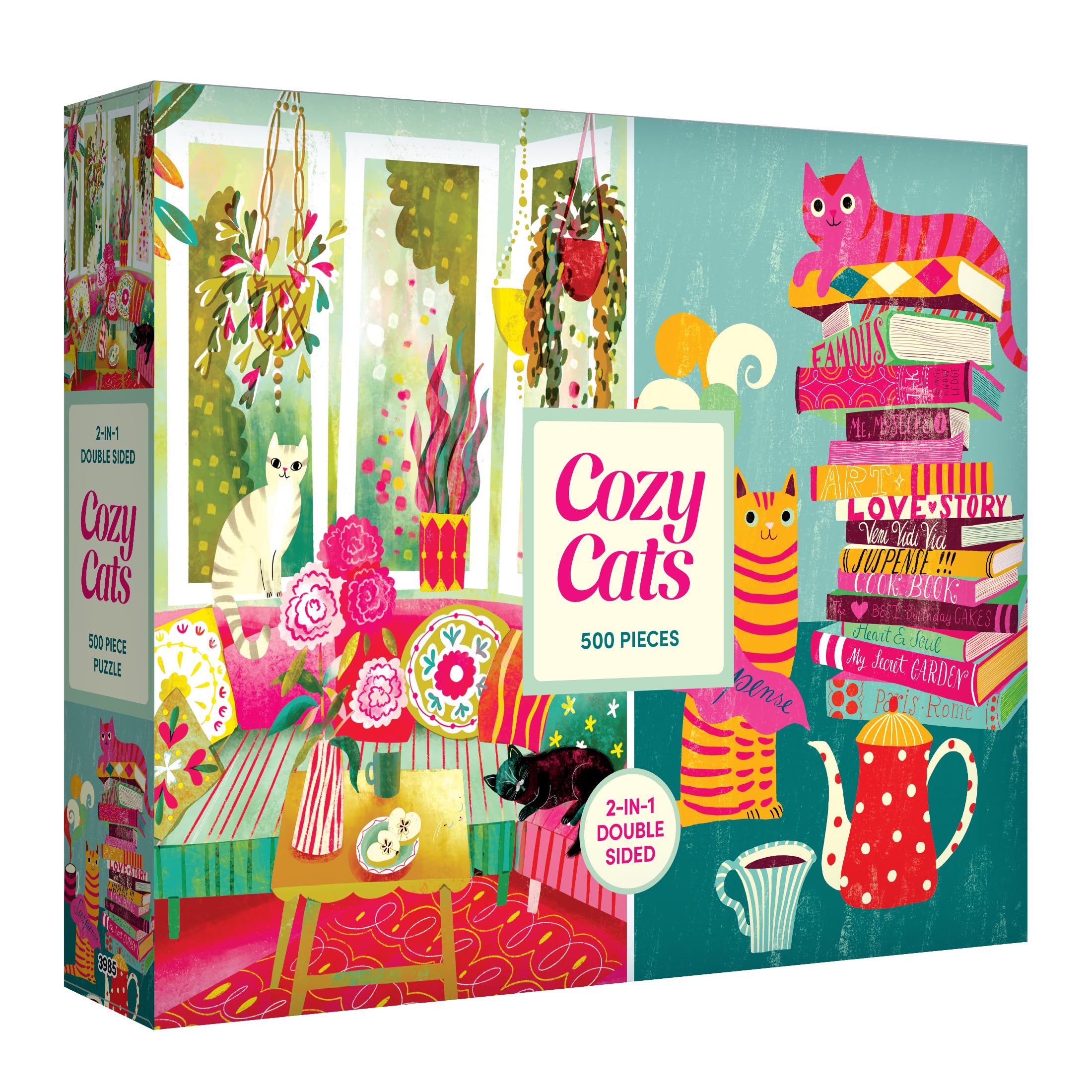 Amazon.com: RoseArt - Cozy Cats 500 Piece Double-Sided Jigsaw