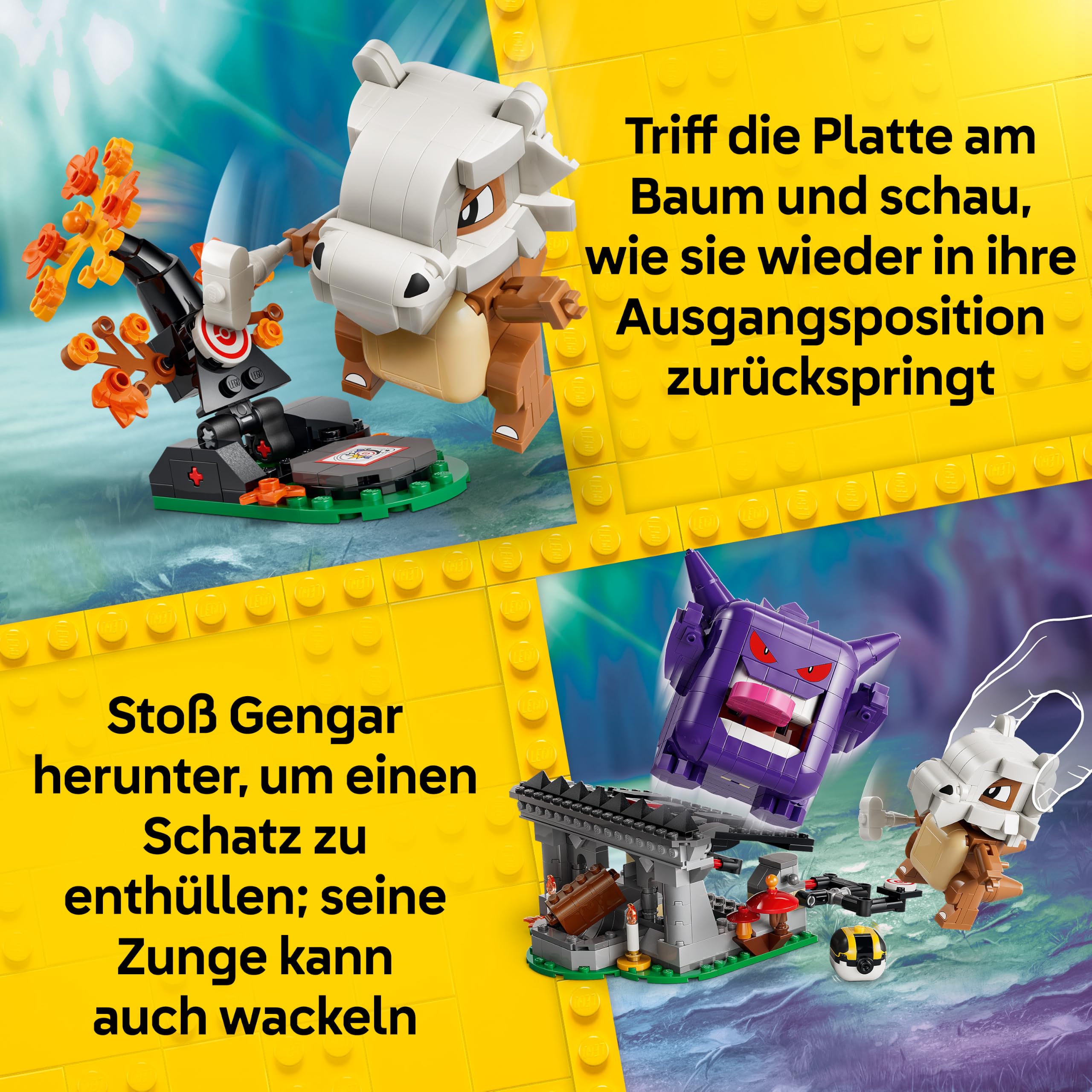 LEGO Pokémon SMART Play: Tragossos und Gengars Gruselduell - kompatibles interaktives Spielset mit 4 SMART Tags und 2 Pokémon Figuren - Geschenkidee für Kinder ab 8 Jahren - 72166