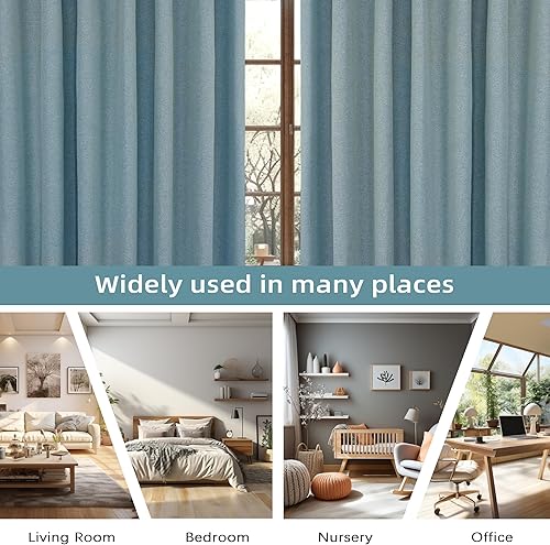 Miniatura 6 de DriftAway Pinch - Cortinas plisadas de lino 100 % opacas para ventana de sala de estar de 52 pulgadas de ancho por 84 pulgadas de largo, 2 paneles