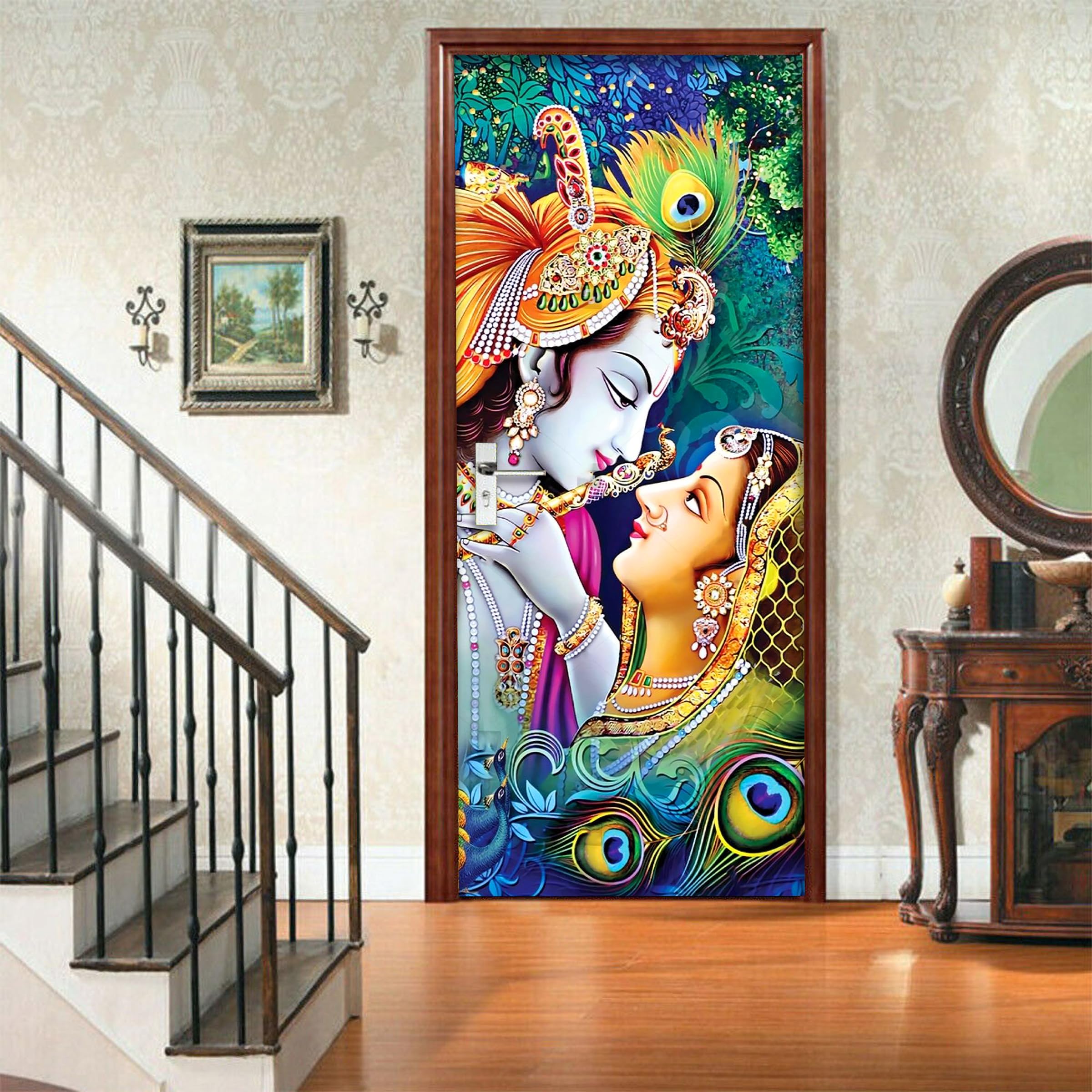 WHITECRAFTS Beautiful Radha Krishna Door Sticker Wallpaper Self Adhesive Door Vinyl, Door Sticker Peel and Stick Removable Vinyl Decals for Home Decor,Water Proof (30x78 inch) (B0D7VQK3ZD) Amazon Price History, Amazon Price Tracker