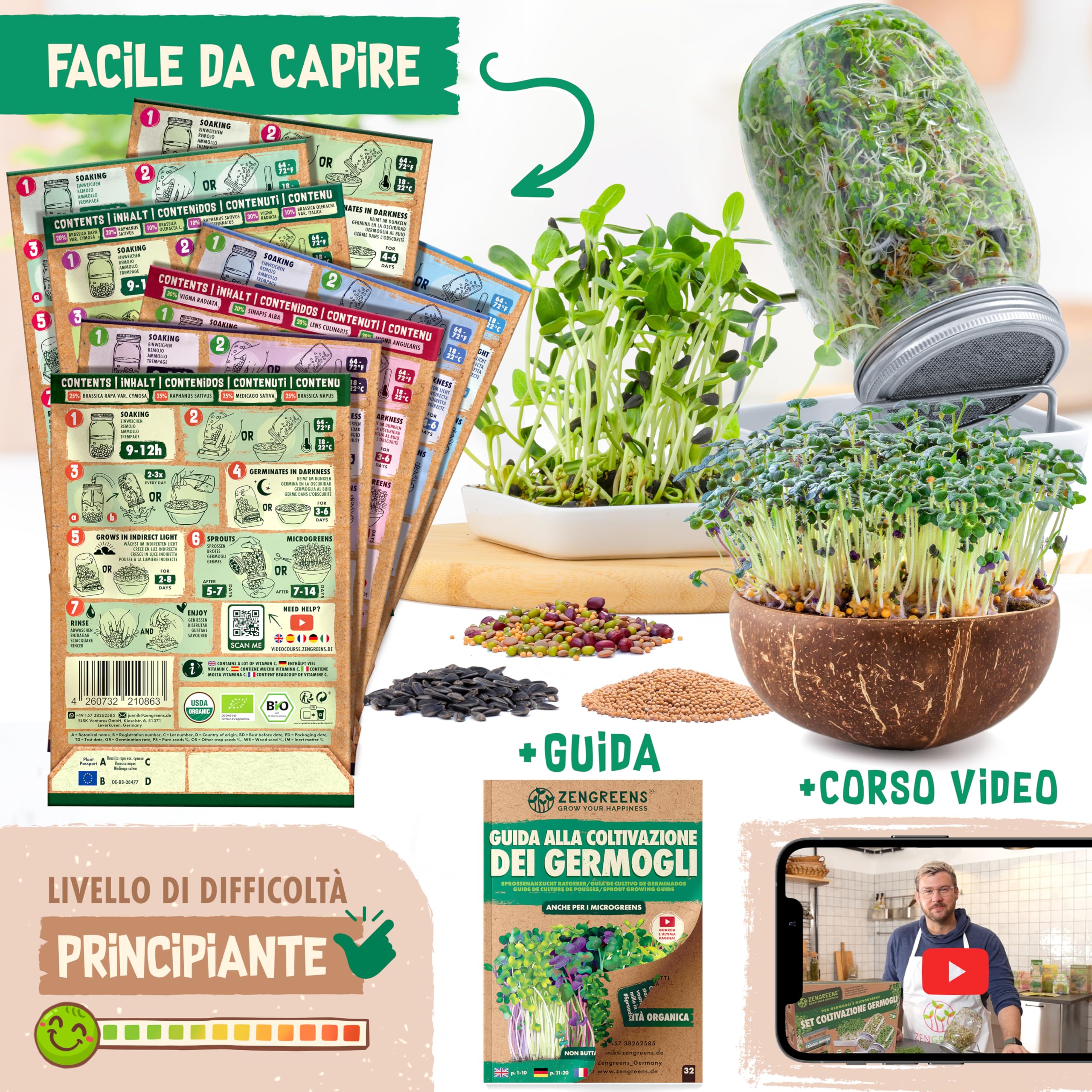 ZenGreens Kit 20 Varietà Di Semi Bio Per Microgreens - Coltivazione Facile - Foto 11