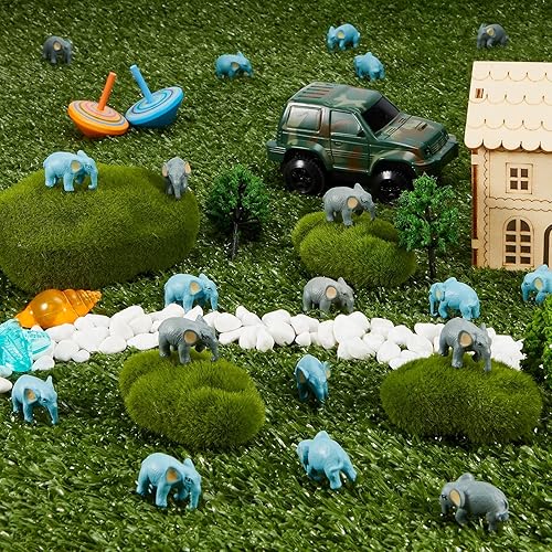 Miniatura 4 de 60 piezas de figuras de elefante en miniatura de resina, animales pequeños, colección de animales salvajes realistas para casa de muñecas, paisaje,