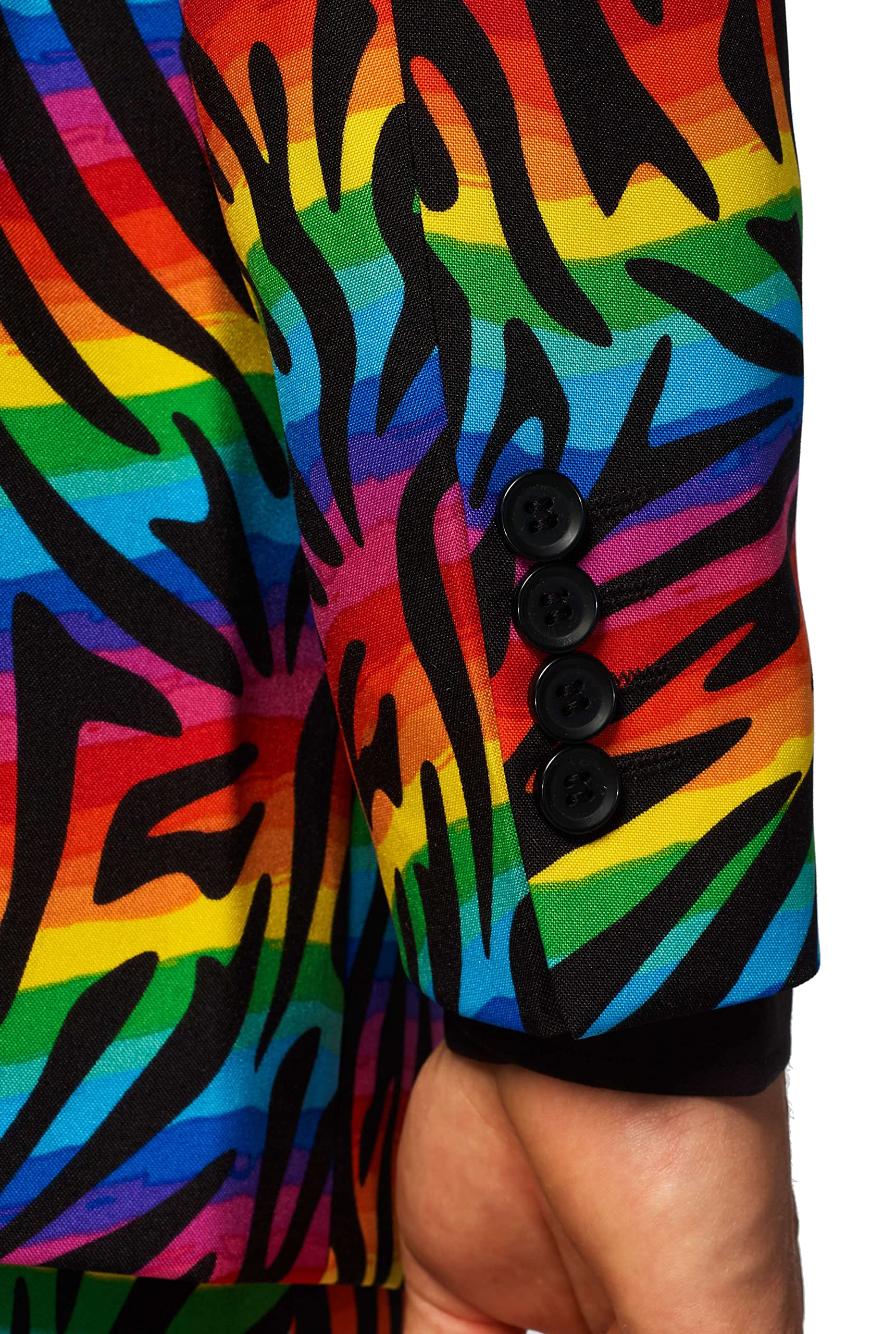 OppoSuits Lustige Verrückt Abschlussball Anzüge für Herren - Komplettes Set: Jackett, Hose und Krawatte,Wild Rainbow,50