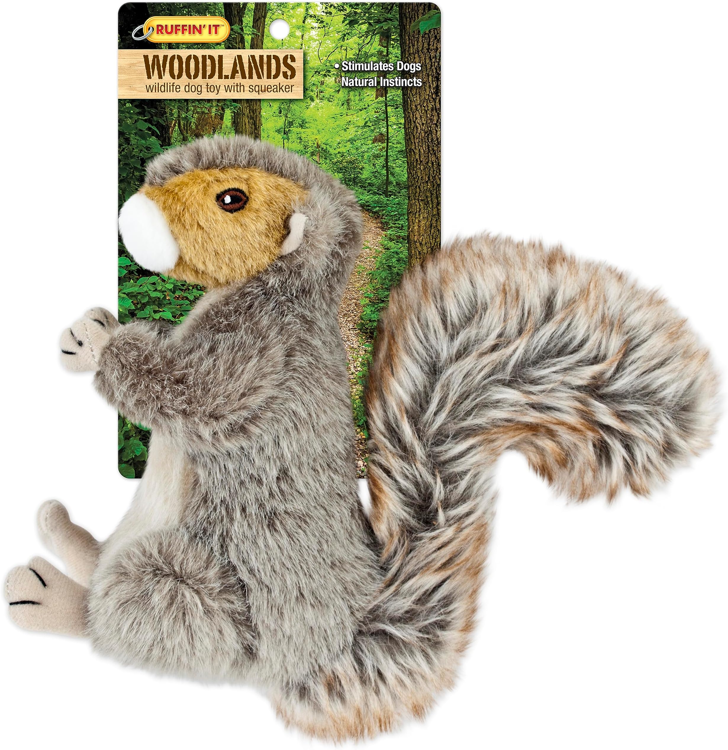 Ruffin' It Rhode Island Textile Woodlands Plush Dog Toy Squirrel Large, Mutli
