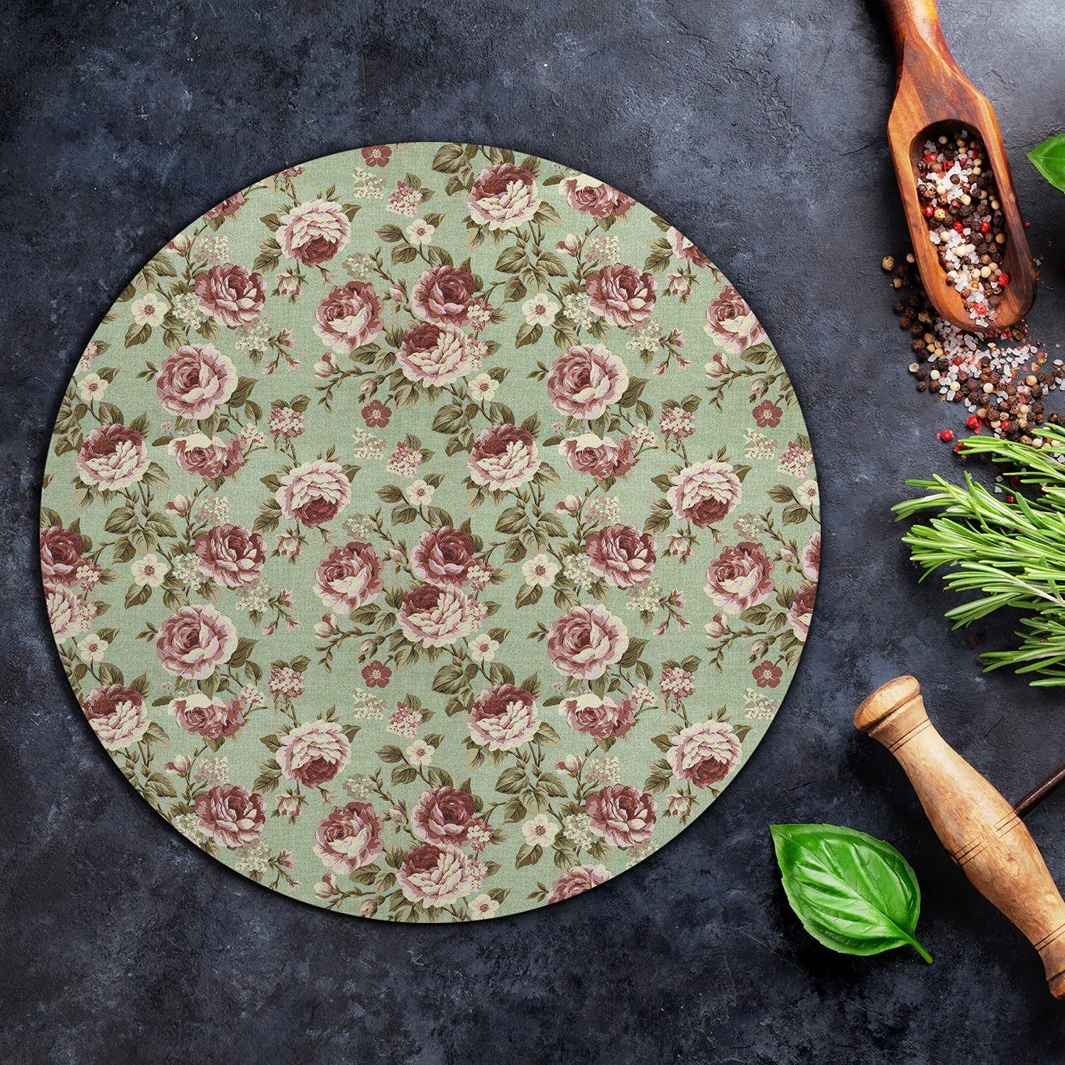 Coloray Glas Schneidebrett 40cm Herdabdeckplatte Servieren von Speisen Spritzschutz Glasabdeckplatte Gehärtetes Glas Induktionsherdabdeckung - Gestickte Rosen rot.