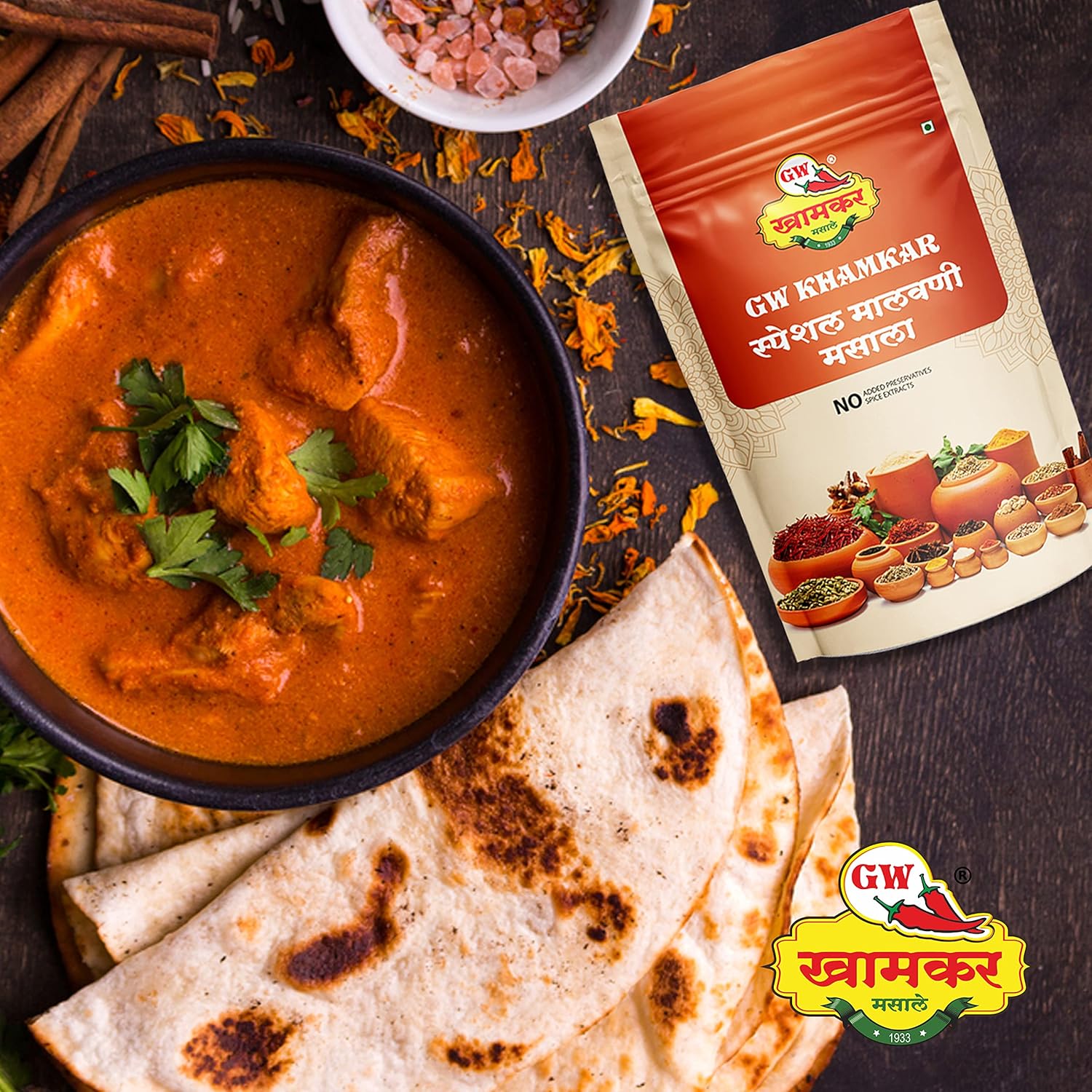 GW Khamkar Special Malvani Masala, Spices, Taste of 87 Years’ Experience, 28 Handpicked Ingredients, Coastal Age-Old Recipe, Zip Lock & Re-usable Pack (185 GRAM) (185G Pack of 2)