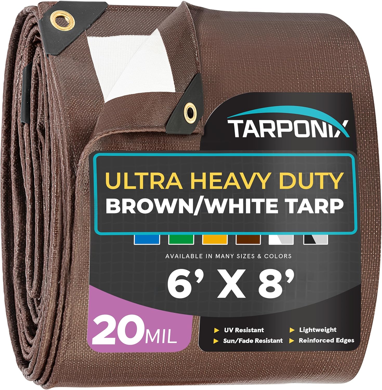 Tarponix 6′ x 8′ Heavy Duty Tarp – Waterproof, UV-Resistant Cover