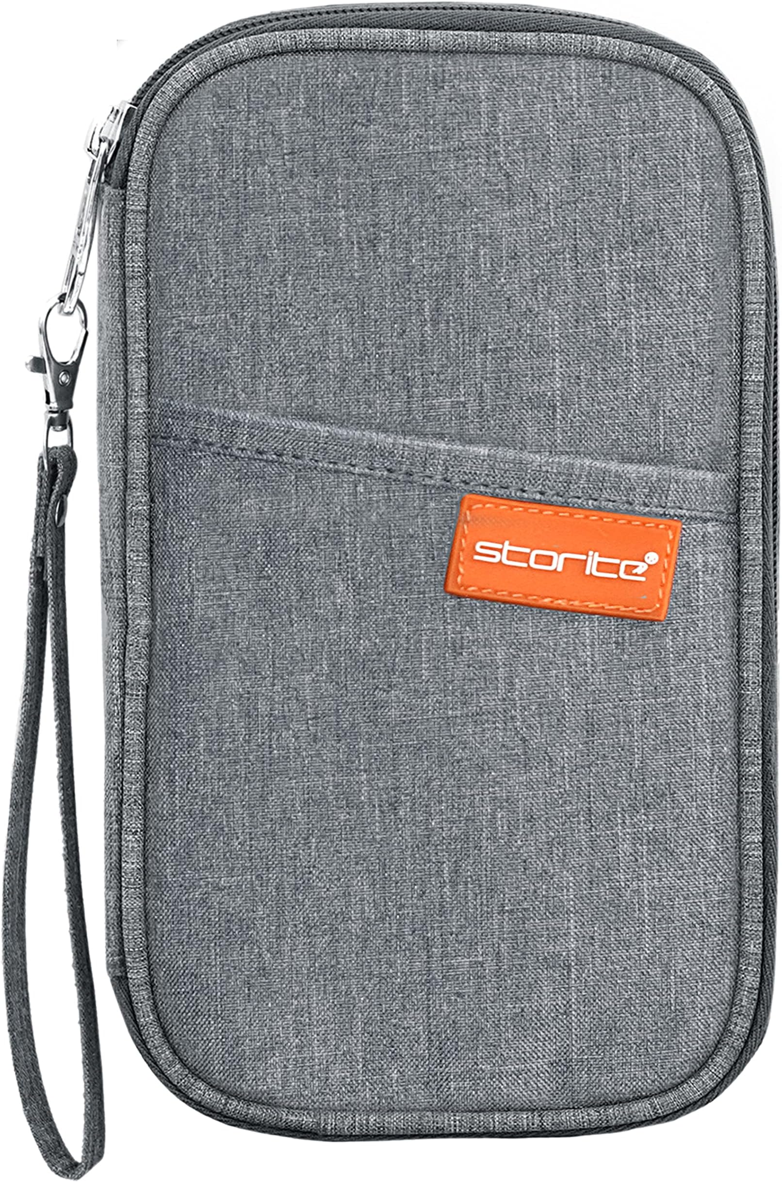 Nylon Travel Family Passport Holder Wallet Organizer for Credit Debit Card Boarding Pass with Removable Hand Strap for Men and Women(Grey)