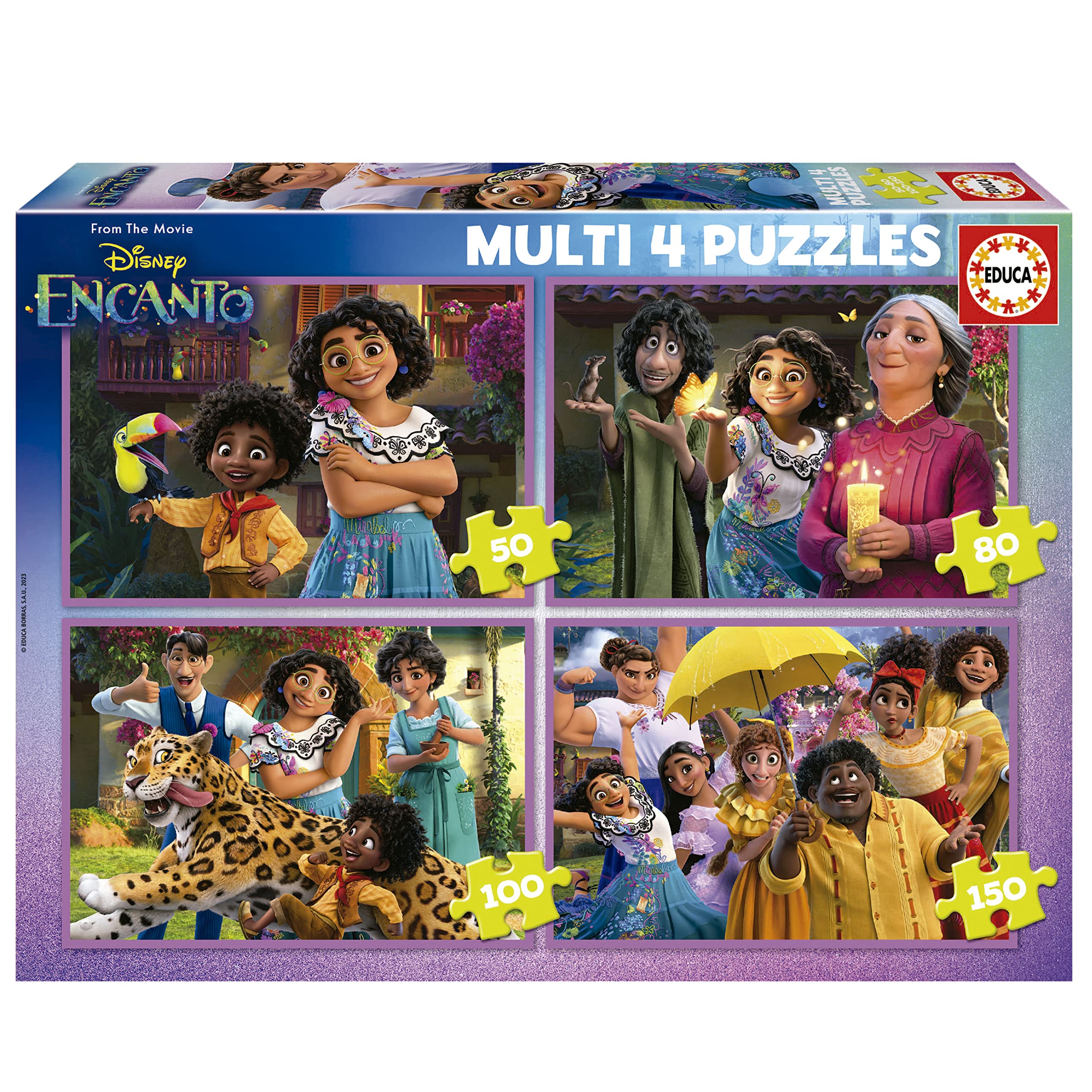 Educa - Kinderpuzzle Disney Encanto | 4in1 Puzzleset 50/80/100/150 Teile | Mirabel, Encanto Puzzle | ab 5 Jahren (19581)