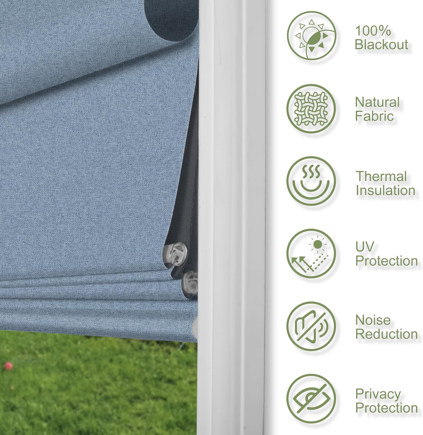 No Tools No Drill Cordless Blackout Roman Shades, Room Darkening. Roller Blinds for Window, Roll Up Blinds for Window Bedroom, Living Room..Blackout Blue,28" W x 56" H