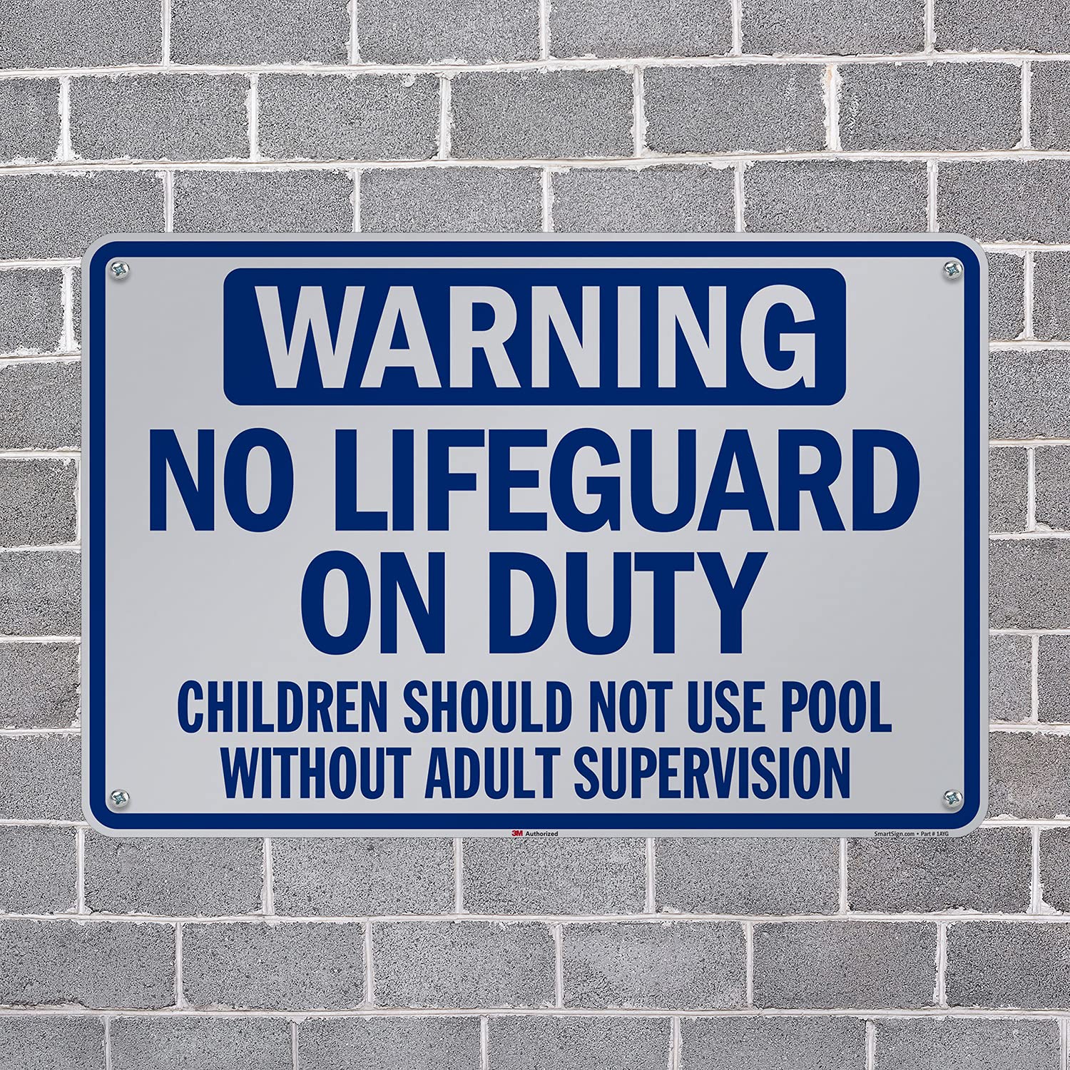 SmartSign Large No Lifeguard on Duty Sign, Children Should Not Use Pool Without Adult Supervision Sign, 24 x 36 Inches, 3M Authorized EG Reflective Aluminum, Made in USA