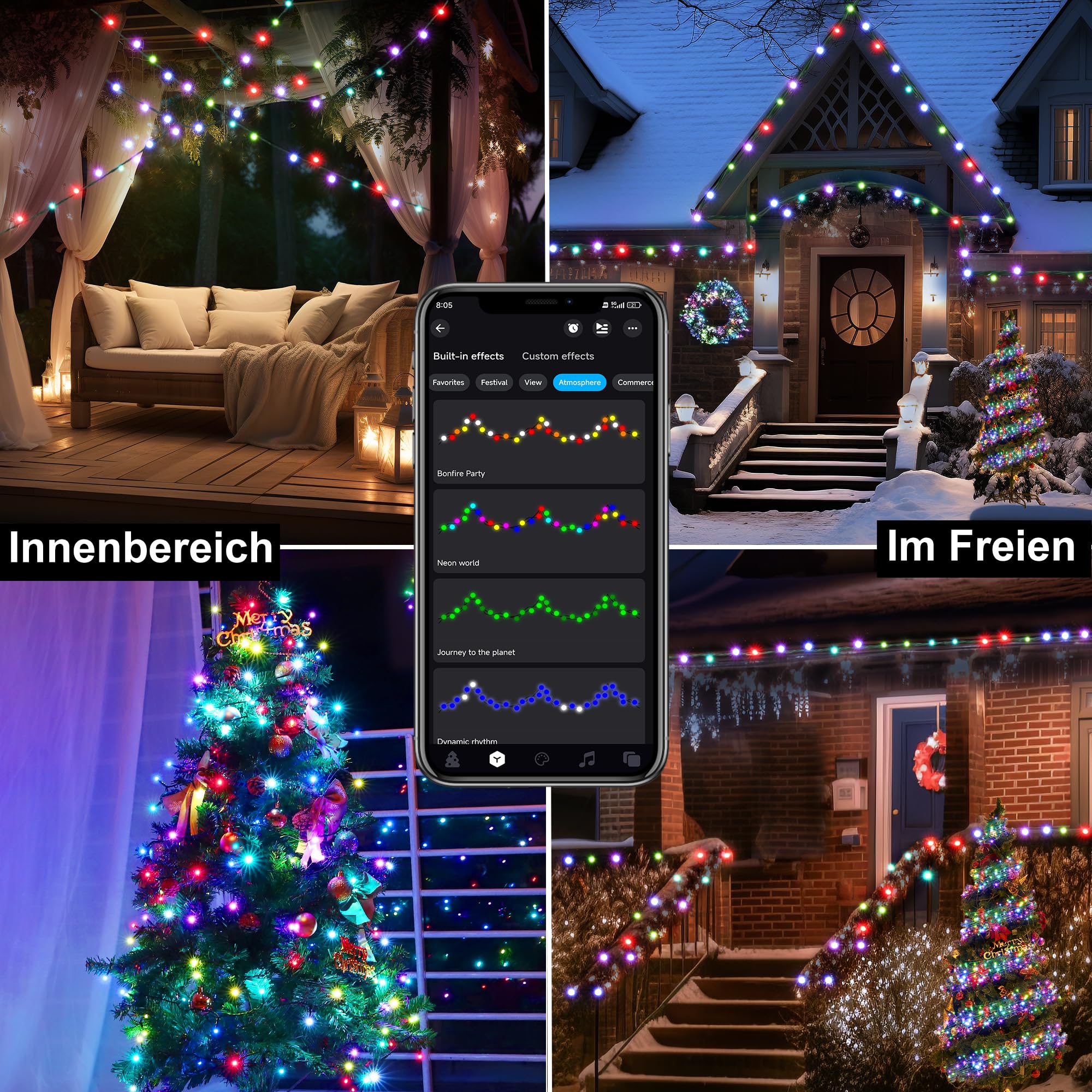 LED Lichterkette Intelligente 30M 300LEDs - RGB Farbwechsel per Fernbedienung & APP, Zeitschaltuhr, Musik Sync, DIY-Modus | Ideal für Weihnachten, Zimmer, Küche, Party & Festivals