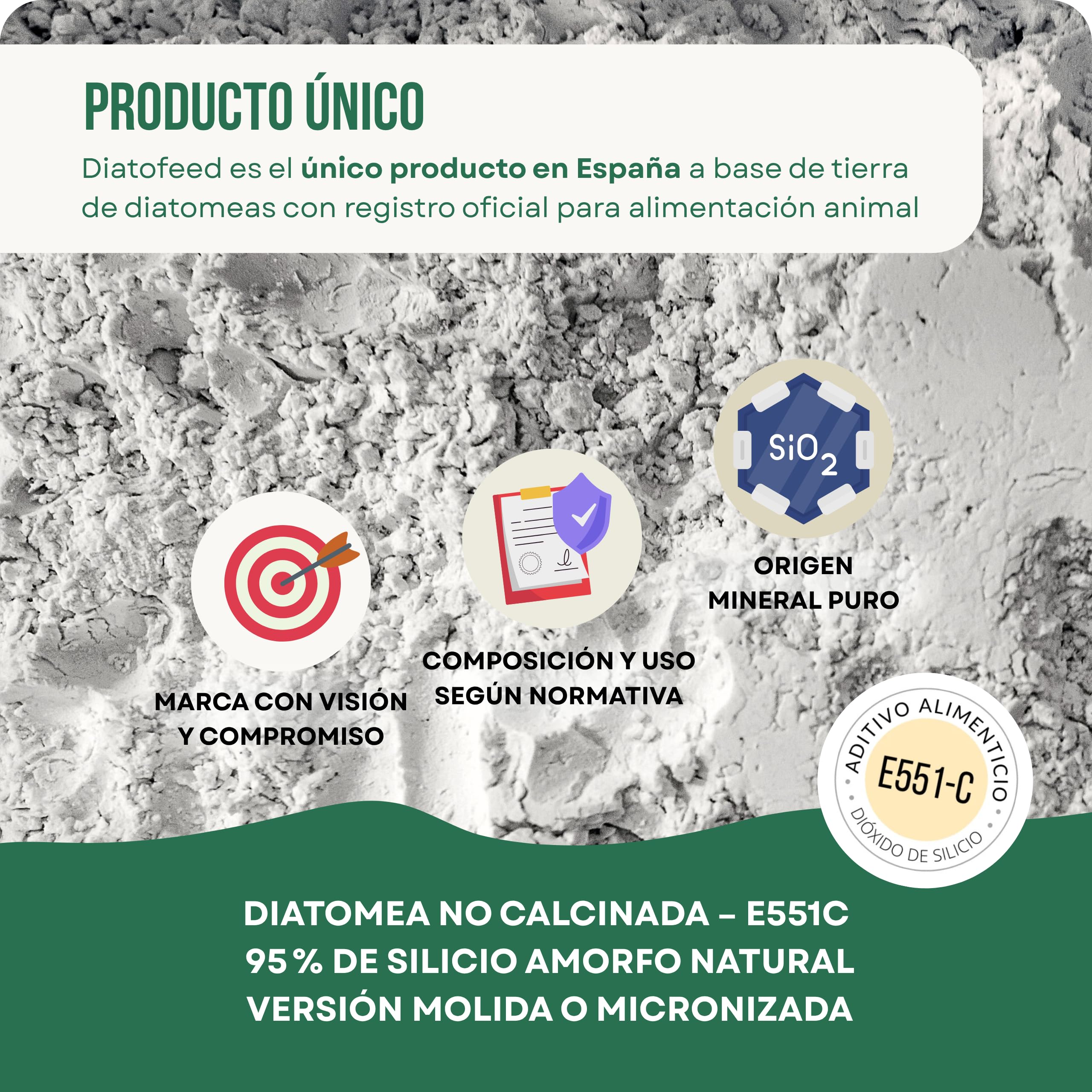ECO Tierra de Diatomeas® Micronizada 5kg+1kg – Complemento mineral a base de Tierra de Diatomeas, Sin Calcinar, para Alimentación Animal – Seguridad, Calidad y Compromiso desde 2015