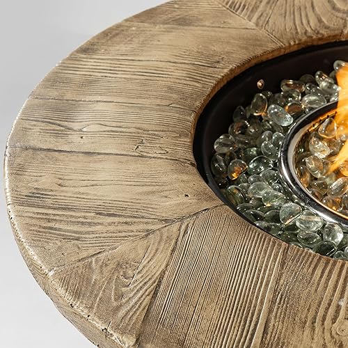 Miniatura 62 de Mesa para fogata de propano de 28 pulgadas, mesa de fuego de 50,000 BTU con tapa de acero, patas grandes, rocas de laval, pozo de fuego seguro