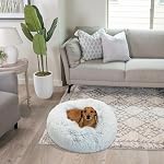 Best Friends by Sheri L'originale Donut Dog et Cat Bed en Shag Fur, Gris givré, Petit, 23x23