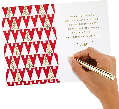 Miniatura 3 de HALLMARK Lindas tarjetas de Navidad (3 cartas tiempo de oropel, alegría paz amor, rosa, verde azulado, oro)