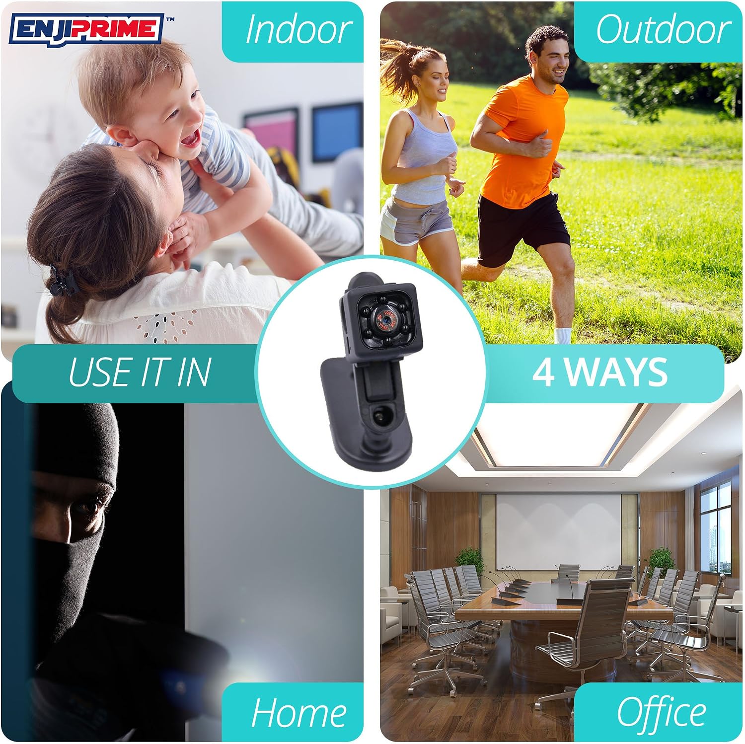 Mini Camera Action cop Cam - Cameras for Indoor or Outdoor Surveillance, Home Office or Car Video Recorder with 1080p HD Recording and Night Vision - 1 Cubic Inch