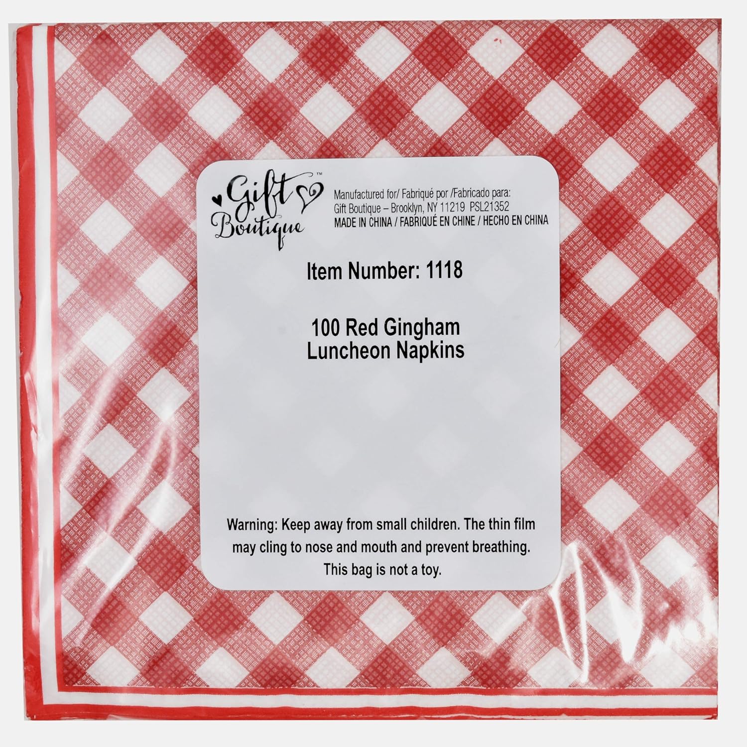 Gift Boutique 200 Pcs Red and White Gingham Party Supplies Set Paper Plate Napkin for Checkered Plaid Picnic BBQ Birthday Disposable Dinnerware Serve 50
