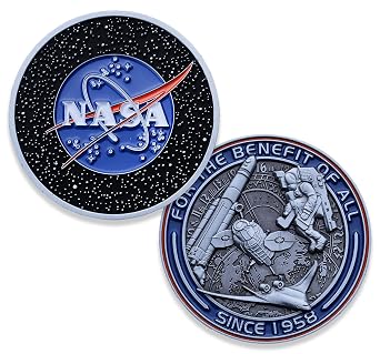 NASA Logo Stars Challenge Coin - NASA Collectible Coin - Soft Enamel Mate Paint Official Logo of National Aeronautics & Space Administration Coins - Veteran Owned Company!