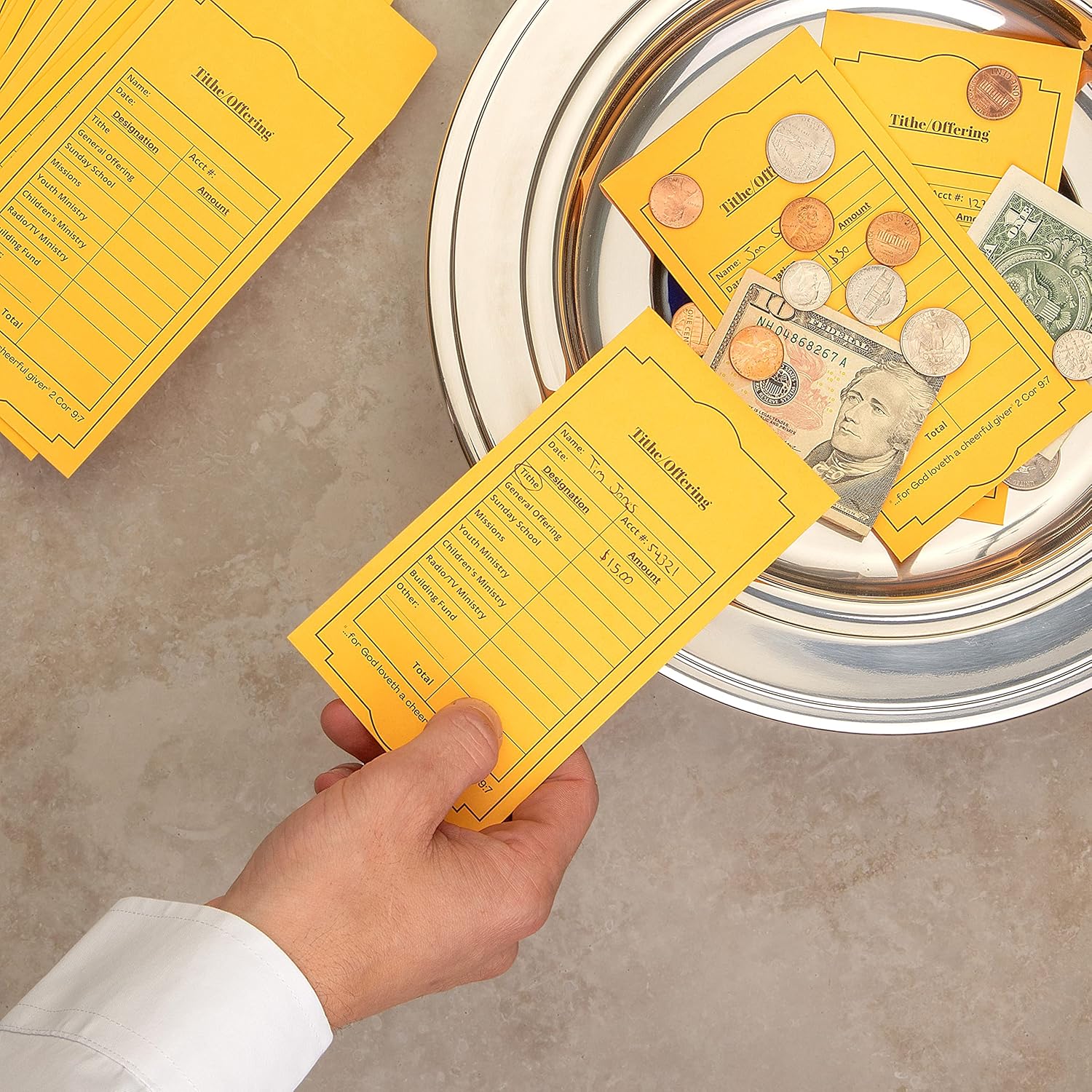 Christian Church Tithing Envelopes Self-Seal (500 Pack) - 6.5"x3.5" Offering Envelopes with Pre-Printed Fields for Tithes, Offerings, and Missions (Classic)