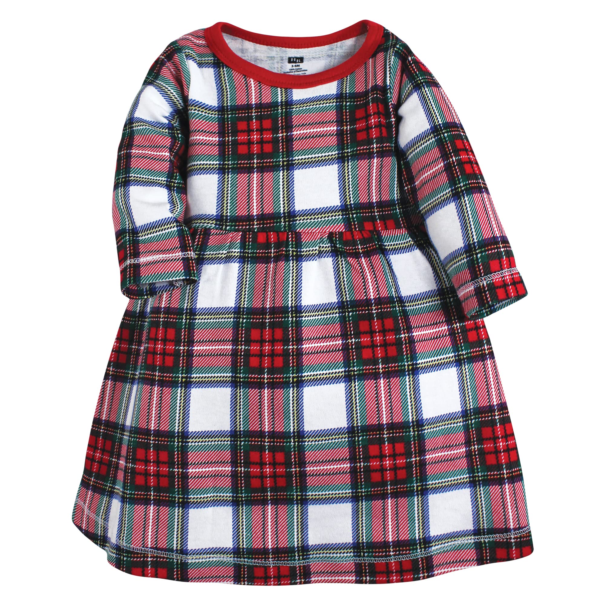 Hudson Baby Infant and Toddler Girl Cotton Dresses, White Tartan, 4 Toddler