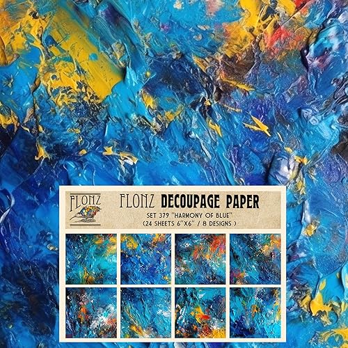 Miniatura 10 de Flonz Decoupage - Paquete de papel (24 hojas de 6 x 6 pulgadas), hojas cuadradas brillantes multicolor para manualidades y álbumes de recortes