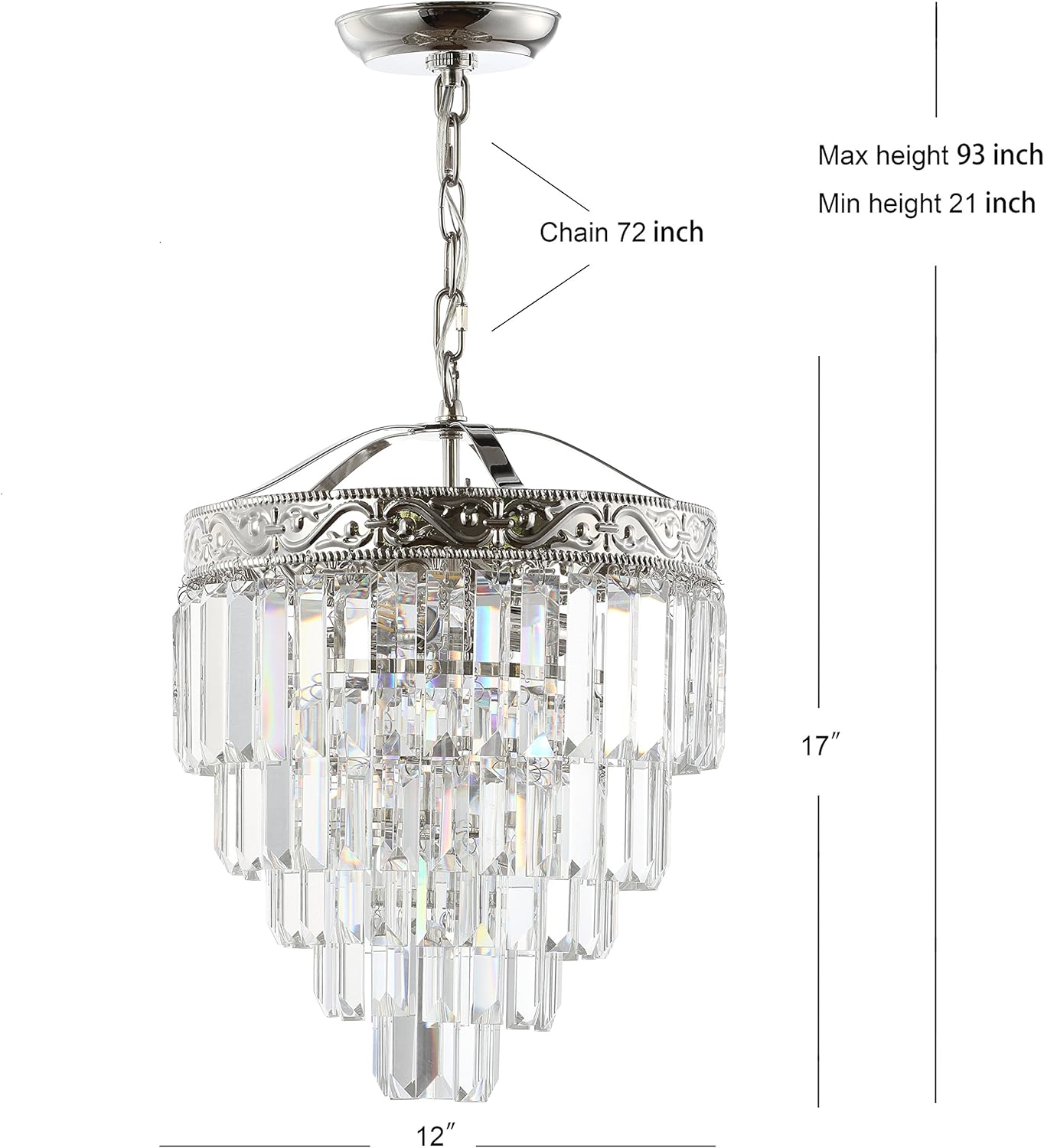 JONATHAN Y 12" Polished Nickel/Clear 2-Light LED Chandelier, Modern Tiered Pendant Light Fixture for Dining Room, Bedroom, Entryway with Clear Faceted Crystal Shade JYL9006A