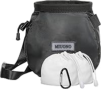 MIUONO Chalk Bag with 2 Chalk Balls, Belt, Carabiner, Brush Loop & Zipper Pocket for Climbing, Bouldering, Gymnastics