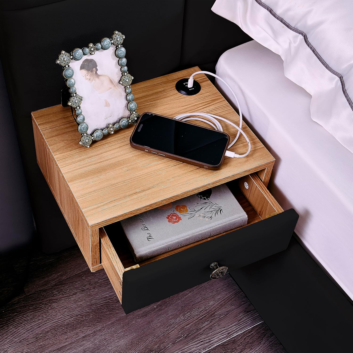 Ball & Cast King Size Velvet Lift Up Storage Bed Frame with with 2 Shelves, 2 Reading Lamps and USB Port, Hydrualic Underneath Storage,Upholstered Platform Bed,No Box Spring Needed,Black