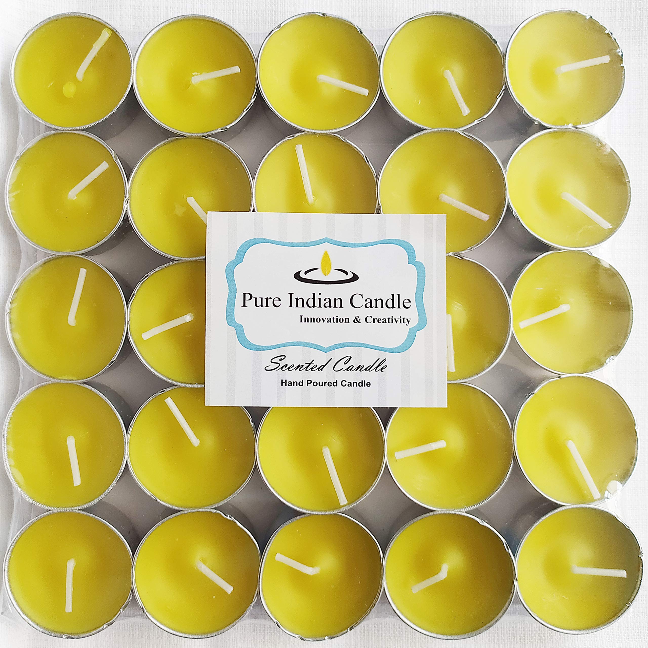 Pure Indian Candle Handmade Sandalwood Amber Scented Yellow Tea Light Candle PICTC25005 (Pack of 25 Pcs.) (B07P3WH8L8) Amazon Price History, Amazon Price Tracker