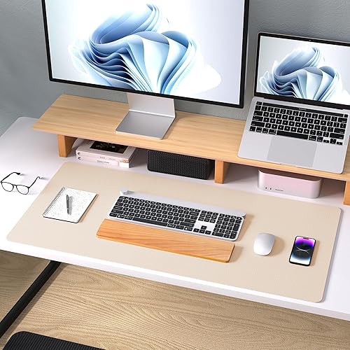 Miniatura 24 de Aothia Protector de escritorio de cuero, alfombrilla para mouse, alfombrilla de escritorio de oficina, antideslizante, de piel sintética, Agua,Azul