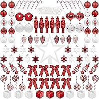 Vista 9 de Juego ITART de 143 decoraciones para árbol de Navidad, incluye esferas de Navidad, adornos de guirnalda de cuentas, figuras de hielo transparentes