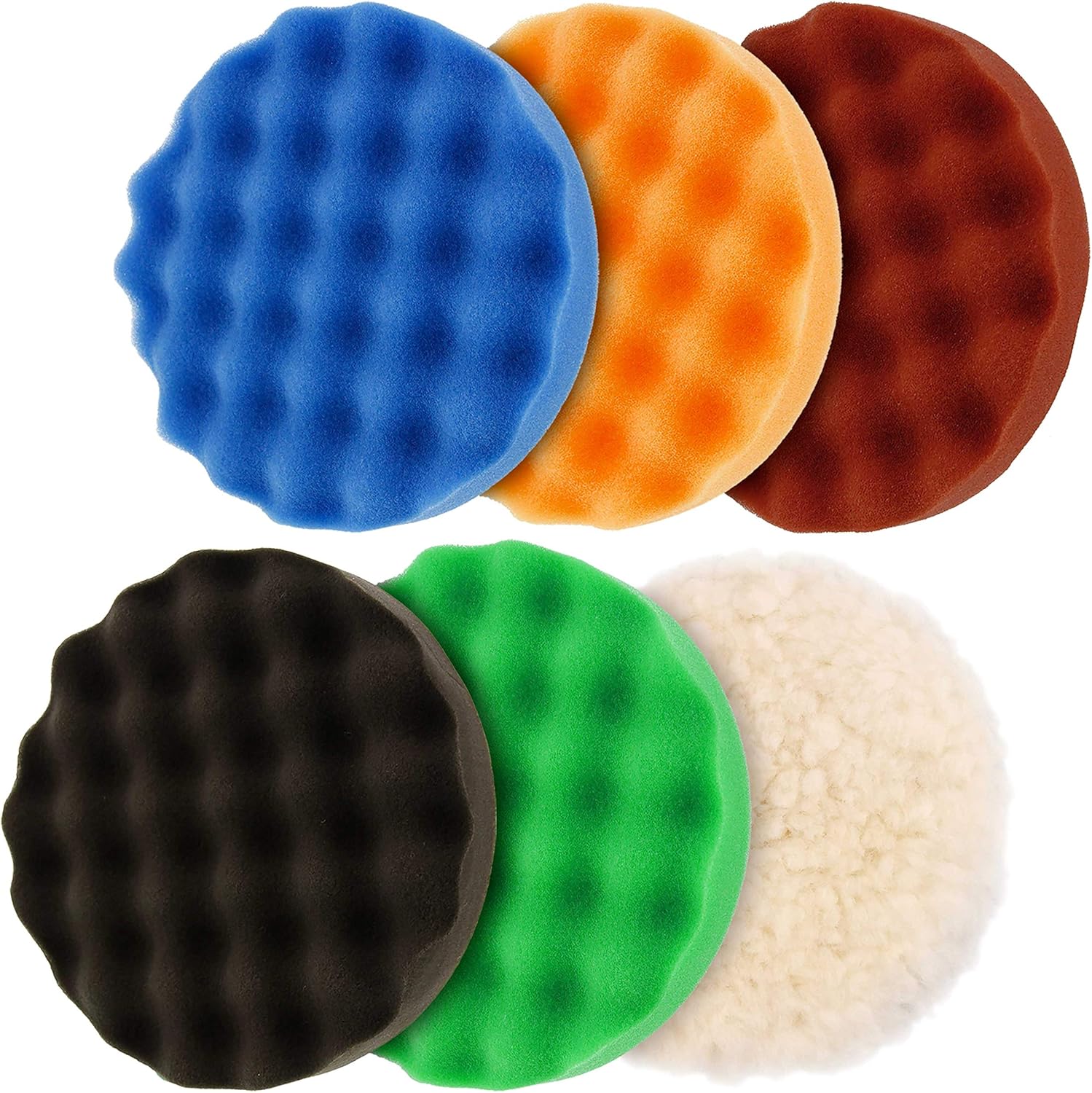 Black Friday - 40% OFF TCP Global Model EP-502-6 Variable Speed Random Orbit Dual-Action Polisher with a 6 Pad (Waffle Foam & Wool) Professional Buffing and Polishing Kit - Buff, Polish & Detail Car Auto Paint