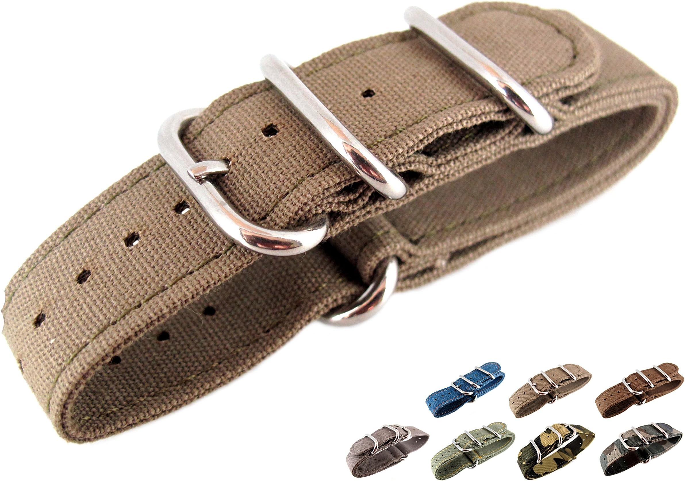 Men's Watch Strap Zulu NATO High Quality Canvas Brown 22mm