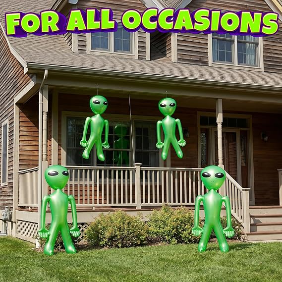 Bedwina 60 Giant Inflatable Alien Halloween Decorations Blow Ups - 2 PK