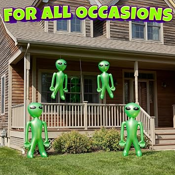 Bedwina 60 Giant Inflatable Alien Halloween Decorations Blow Ups - 2 PK