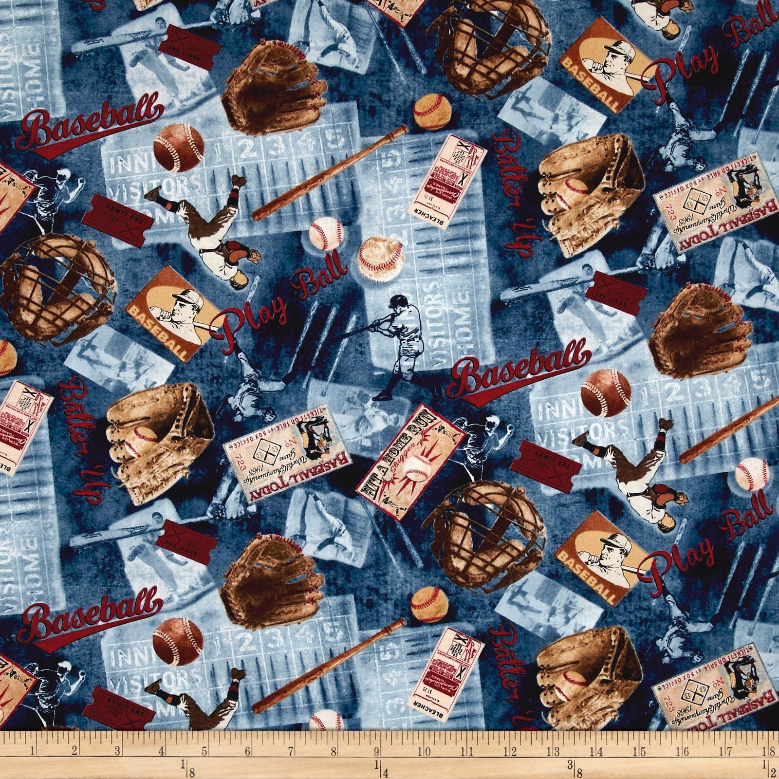 Sports Fabric Timeless Treasures Gail C8315 Baseball Quilt Fabric