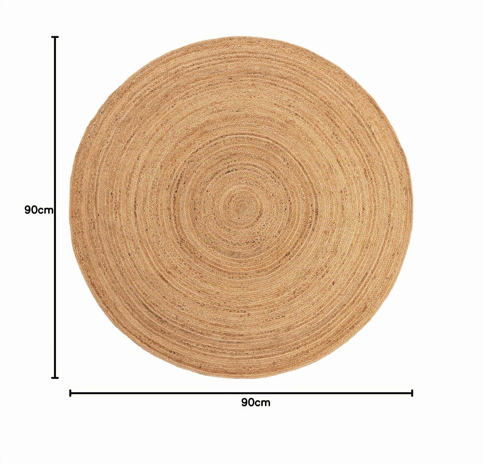 benuta Pure Alfombra Yute Jutta - Natural Redonda 90 cm - Tejido a Mano para Dormitorio, Sala de Estar y Salon - Diseño Boho - Apta para Suelos radiantes